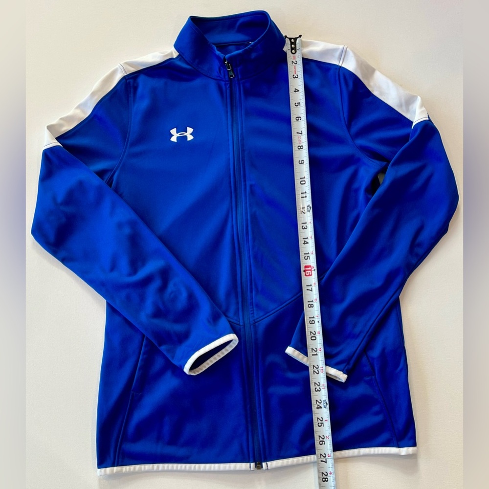 Under Armour RIVAL Relaxed Fit Royal Blue and White Zip Up Jacket Small - Picture 6 of 13